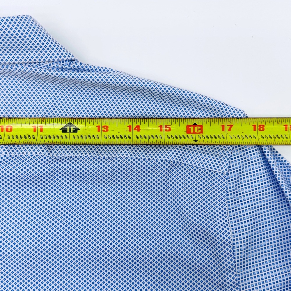 Twillory Untuckable Mens Blue White Geometric Tailored Fit Shirt Size M - Picture 6 of 9